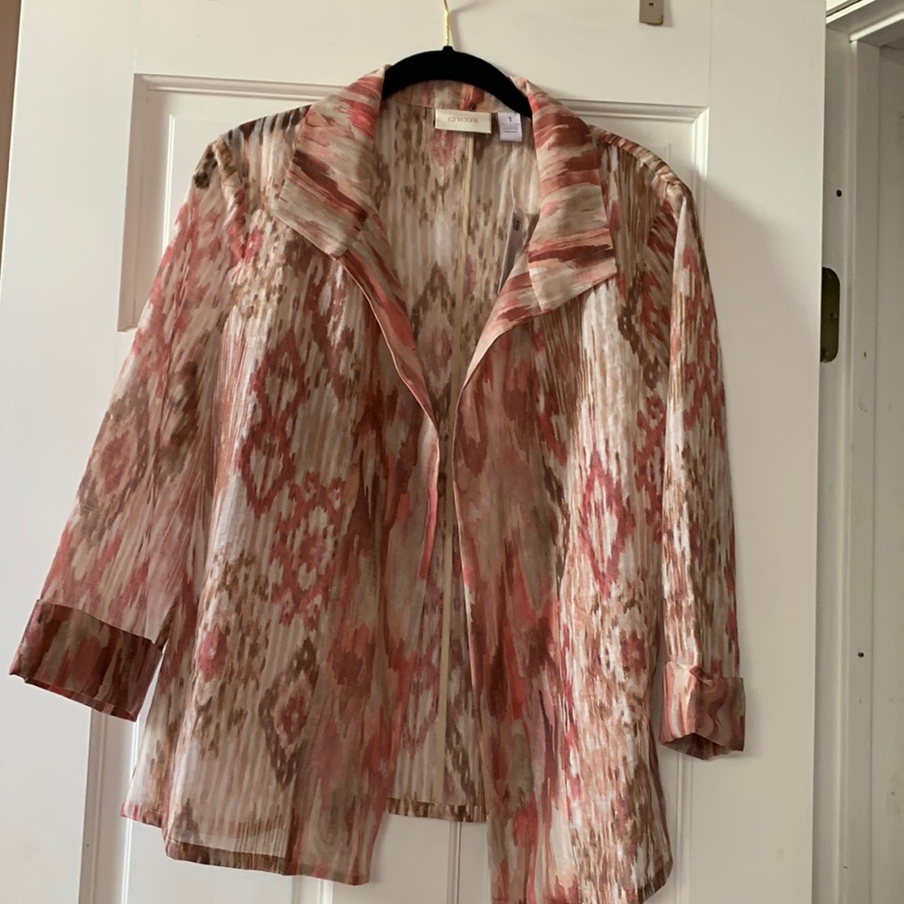 NWT - Chico’s coral print open blazer  size 1